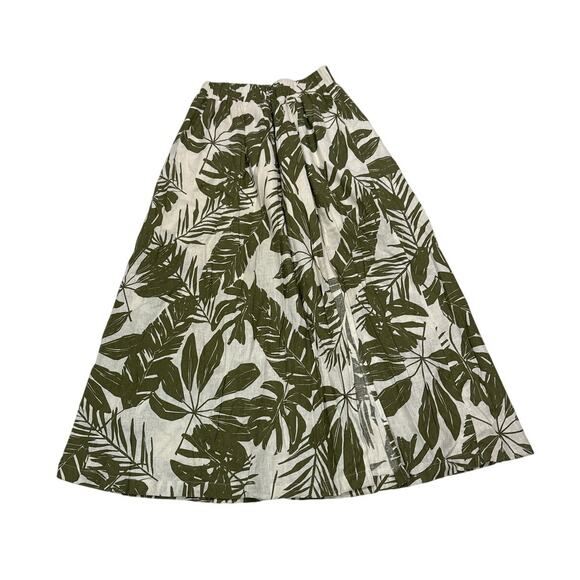 Abercrombie & Fitch Womens S Green Tropical Leaf Print Linen Blend Maxi Skirt - Picture 4 of 10